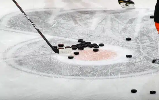 A look at the practice pucks during warm-ups between the Philadelphia Flyers and the Tampa Bay Lightning on March 26, 2012 at the Wells Fargo Center in Philadelphia, Pennsylvania.