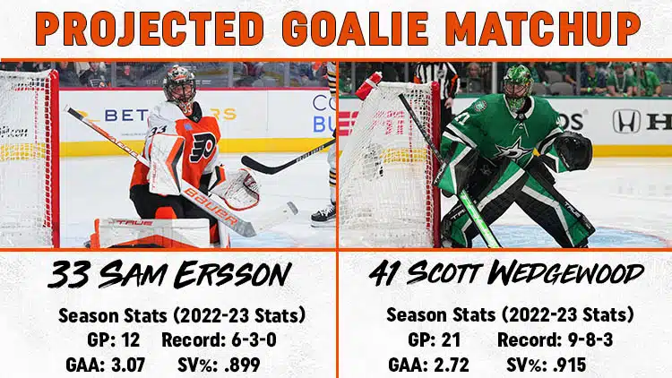 Flyers Stars Goalie Matchup