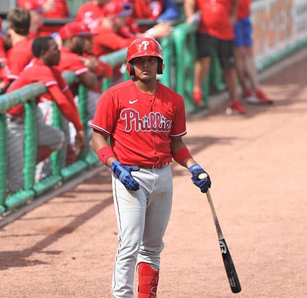 Philadelphia Phillies Alexeis Azuaje (5) steals second base during