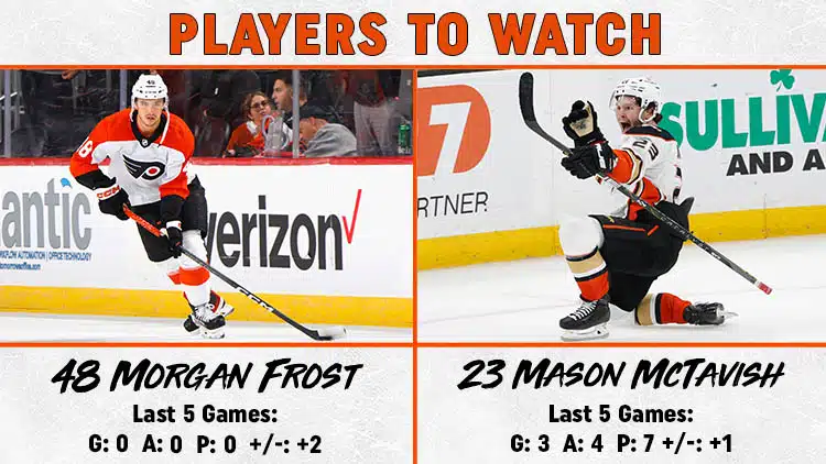 Flyers Ducks Players to Watch