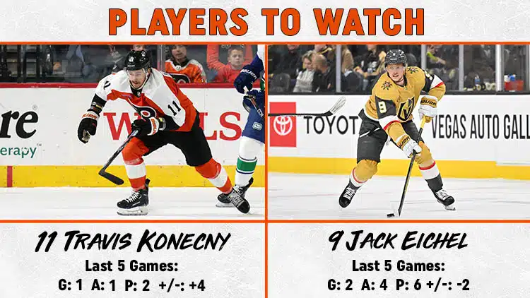 Flyers Golden Knights Players to Watch