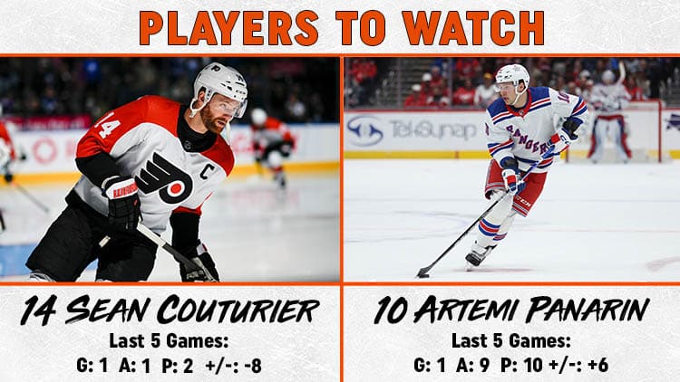 Flyers Rangers Players to Watch