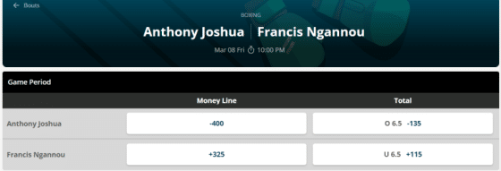 Anthony Joshua vs Francis Ngannou example - Matched Betting