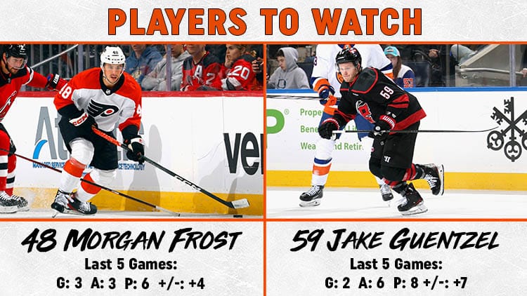 Flyers Hurricanes Players to Watch