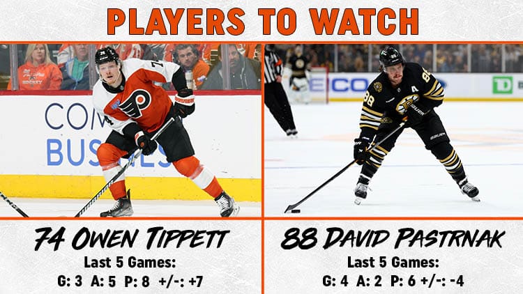 Flyers Bruins Players to Watch