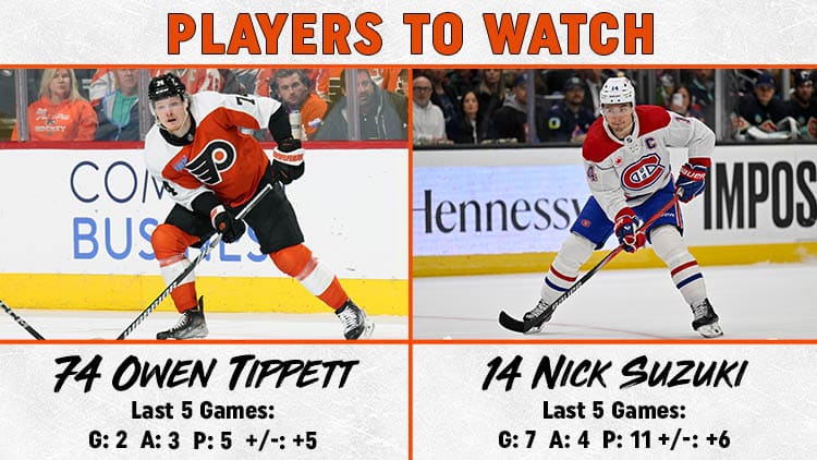 Flyers Canadiens Players to Watch