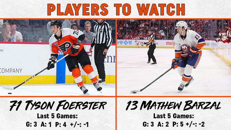 Flyers Islanders Players to Watch