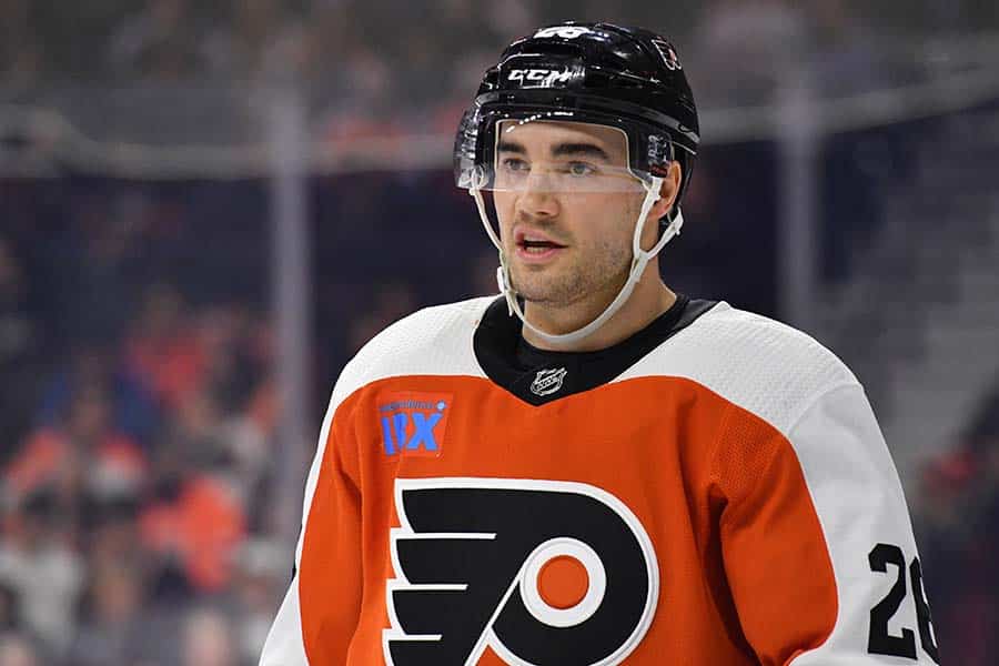 Philadelphia Flyers defenseman Sean Walker (26) against the Montreal Canadiens at Wells Fargo Center.