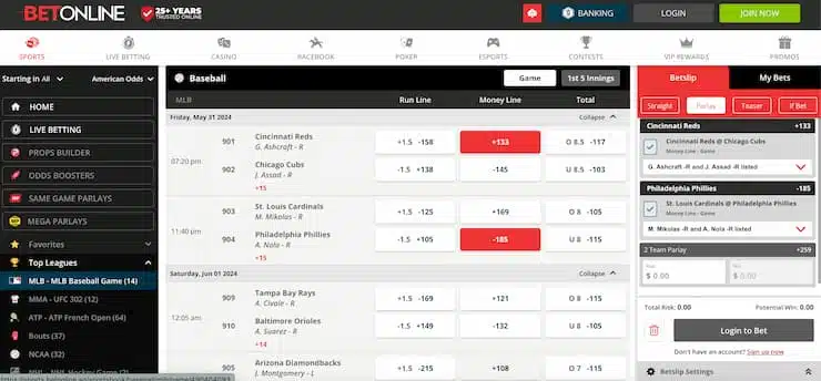 BetOnline - Betting Lines and Odds