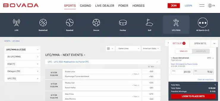 bovada - IA sports betting platform