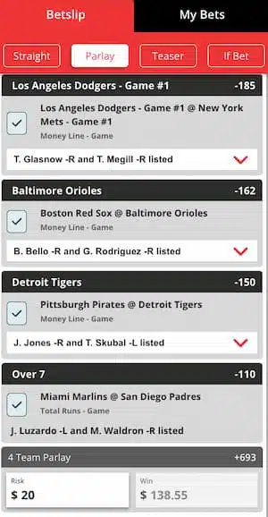 parlay betting example