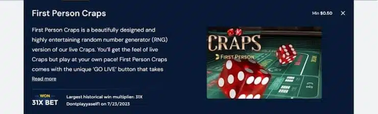 First Person Craps