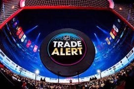 PARADISE, NV - JUNE 28: The Toronto Maple Leafs and the Anaheim Ducks make a trade in the first round during the Upper Deck NHL Draft on June 28, 2024 at the Sphere in Las Vegas, Nevada.