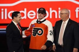 Jett Luchanko is selected by the Philadelphia Flyers with the 13th overall pick during the first round of the 2024 Upper Deck NHL Draft at Sphere on June 28, 2024 in Las Vegas, Nevada.