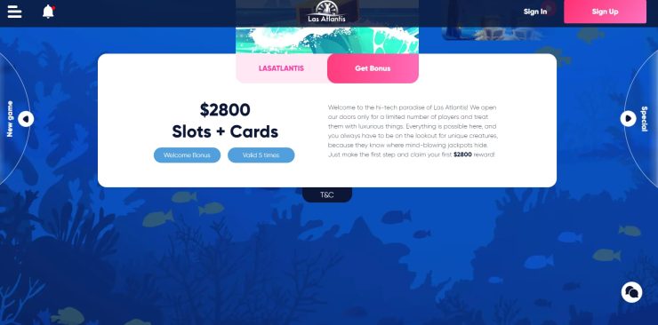Las Atlantis offshore casino online