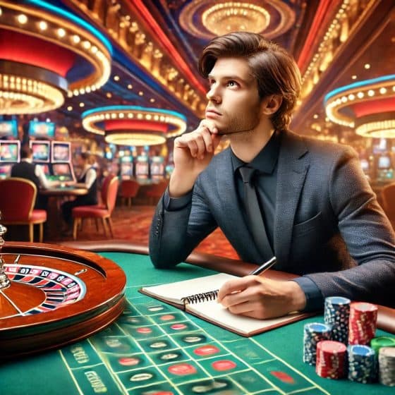 Photo of a gambler playing roulette