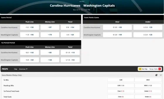 betonline - nhl h2h betting site