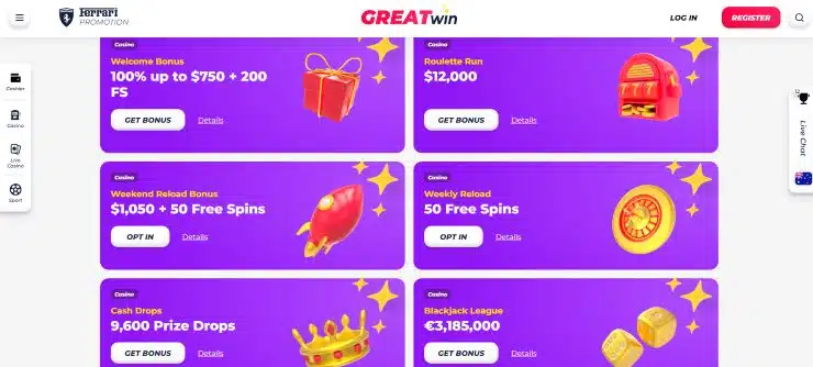 POLi Pay casino bonuses at GreatWin