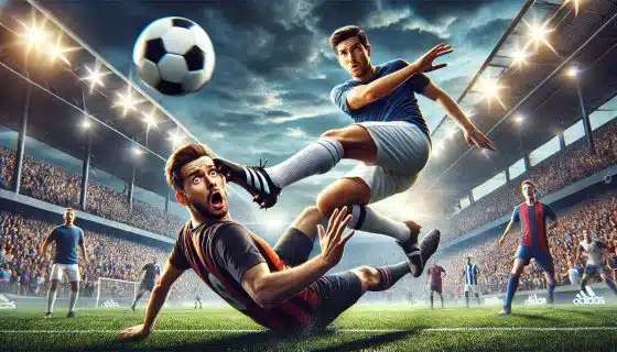 Image showing a soccer player scoring a goal