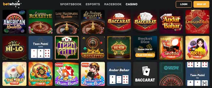 betwhale casino - bacccarat games