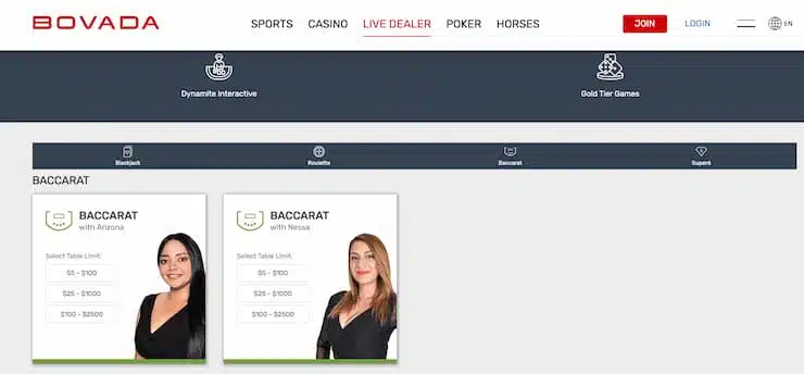 bovada - live baccarat casino online