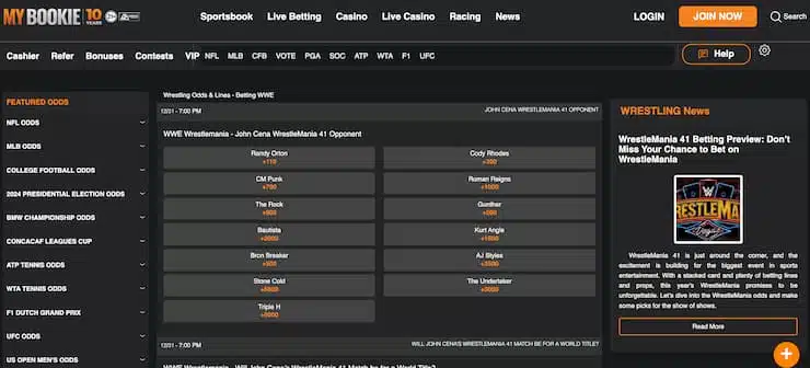 mybookie wrestlemania betting odds