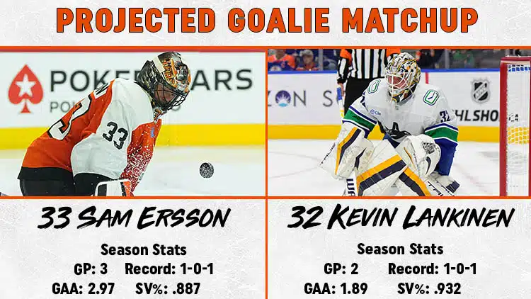 Flyers Canucks Goalie Matchup