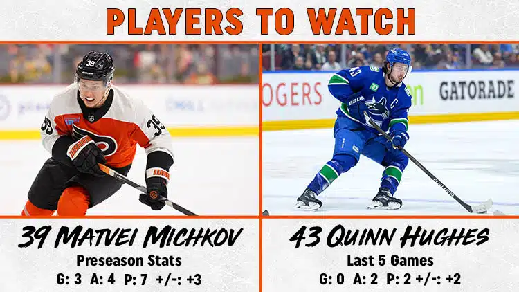 Flyers Canucks Players to Watch