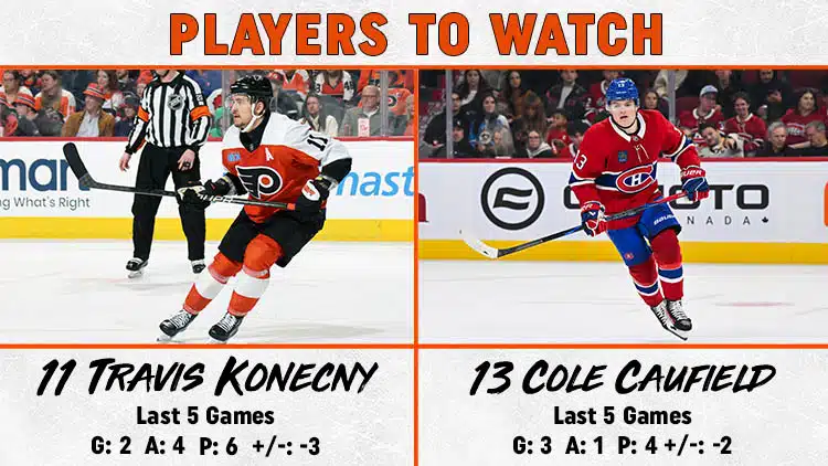 Flyers Canadiens Players to Watch