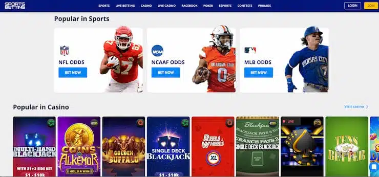 sportsbetting.ag review - homepage