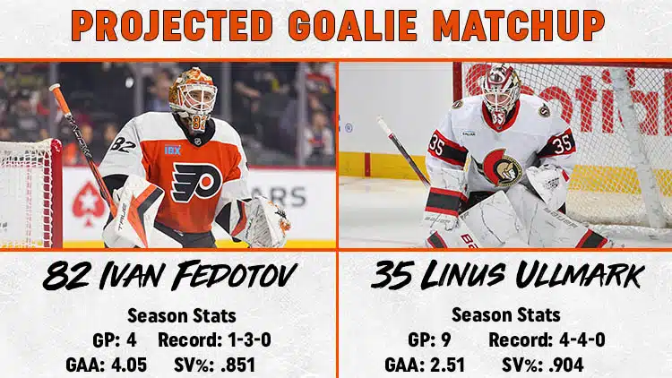 Flyers Senators Goalie Matchup