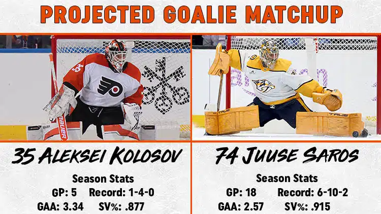 Flyers Predators Goalie Matchup