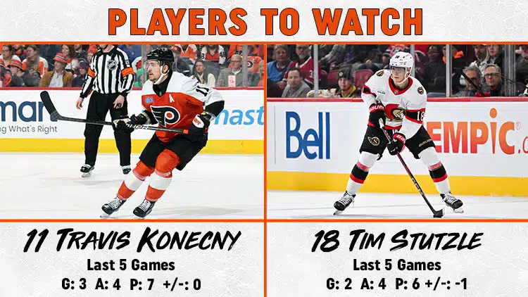 Flyers Senators Players to Watch