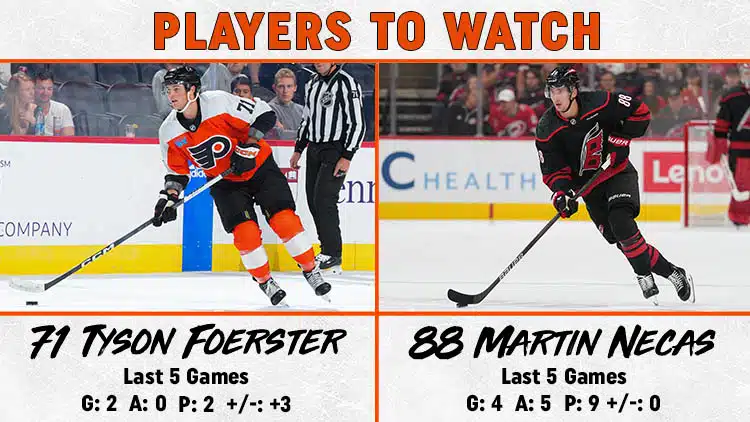 Flyers Hurricanes Players to Watch